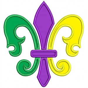 Fancy Mardi Gras Fleur de lis Applique Machine Embroidery Design Digitized Pattern